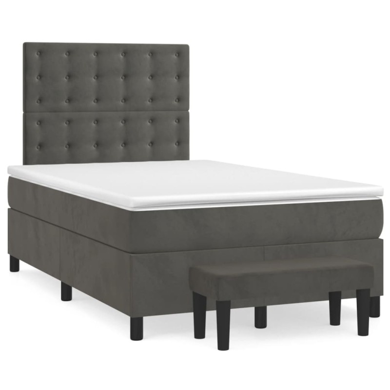 vidaXL Cama box spring con colchón terciopelo gris oscuro 120x190 cm vidaXL Cama box spring con colchón terciopelo gris oscuro 120x190 cm