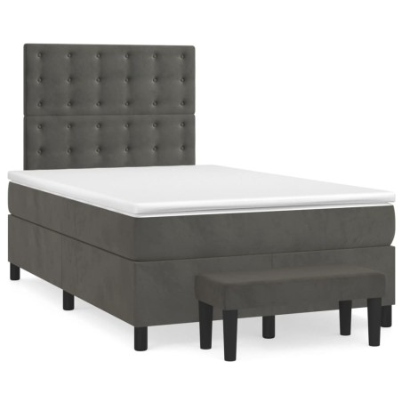 vidaXL Cama box spring con colchón terciopelo gris oscuro 120x190 cm