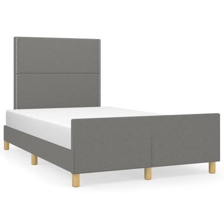 vidaXL Estructura de cama con cabecero tela gris oscuro 120x190 cm