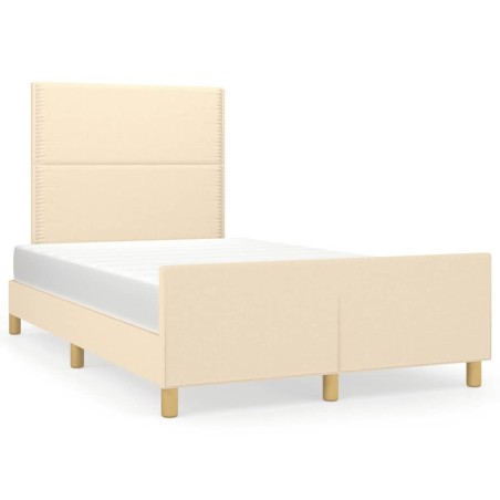 vidaXL Estructura de cama con cabecero tela crema 120x190 cm
