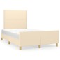 vidaXL Estructura de cama con cabecero tela crema 120x190 cm vidaXL Estructura de cama con cabecero tela crema 120x190 cm
