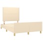 vidaXL Estructura de cama con cabecero tela crema 120x190 cm vidaXL Estructura de cama con cabecero tela crema 120x190 cm