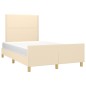 vidaXL Estructura de cama con cabecero tela crema 120x190 cm vidaXL Estructura de cama con cabecero tela crema 120x190 cm