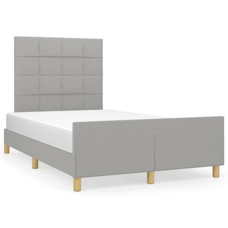 vidaXL Estructura de cama con cabecero tela gris claro 120x190 cm