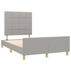 vidaXL Estructura de cama con cabecero tela gris claro 120x190 cm