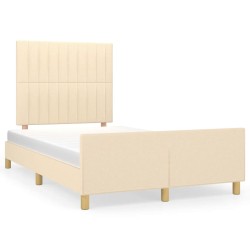 vidaXL Estructura de cama con cabecero tela crema 120x190 cm