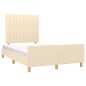 vidaXL Estructura de cama con cabecero tela crema 120x190 cm vidaXL Estructura de cama con cabecero tela crema 120x190 cm