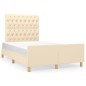 vidaXL Estructura de cama con cabecero tela crema 120x190 cm vidaXL Estructura de cama con cabecero tela crema 120x190 cm