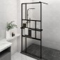 vidaXL Mampara ducha con estante vidrio ESG y aluminio negro 100x195cm vidaXL Mampara ducha con estante vidrio ESG y aluminio negro 100x195cm
