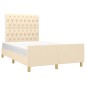 vidaXL Estructura de cama con cabecero tela crema 120x190 cm vidaXL Estructura de cama con cabecero tela crema 120x190 cm