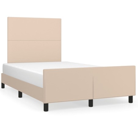 vidaXL Estructura cama y cabecero cuero sintético capuchino 120x190 cm