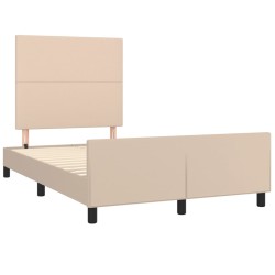 vidaXL Estructura cama y cabecero cuero sintético capuchino 120x190 cm