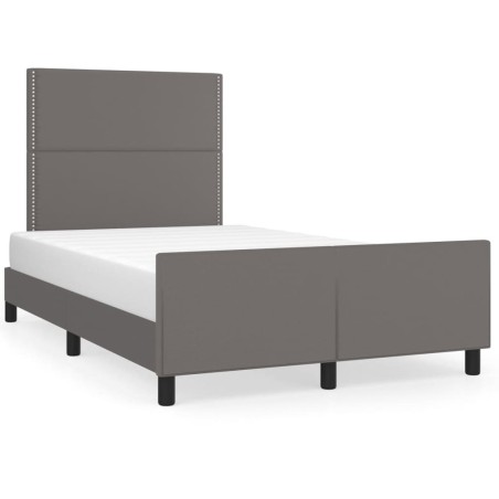vidaXL Estructura cama con cabecero cuero sintético gris 120x190 cm