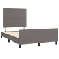vidaXL Estructura cama con cabecero cuero sintético gris 120x190 cm vidaXL Estructura cama con cabecero cuero sintético gris 120x190 cm
