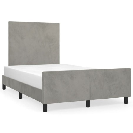 vidaXL Estructura cama con cabecero terciopelo gris claro 120x190 cm