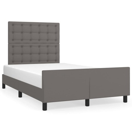 vidaXL Estructura cama con cabecero cuero sintético gris 120x190 cm