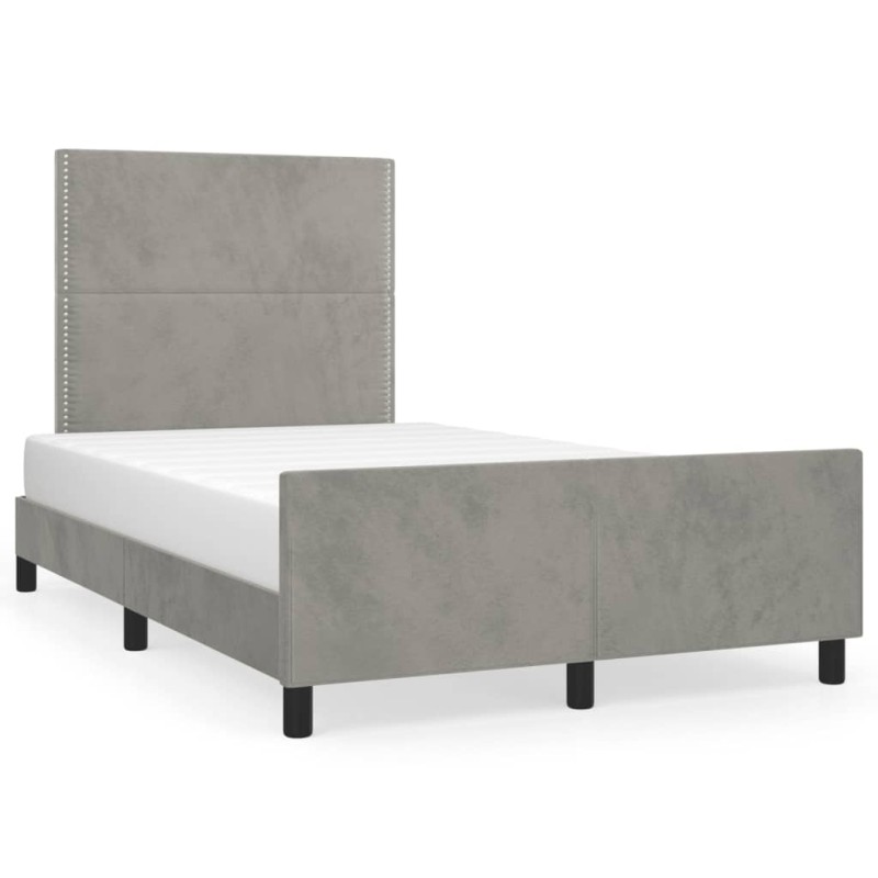 vidaXL Estructura cama con cabecero terciopelo gris claro 120x190 cm vidaXL Estructura cama con cabecero terciopelo gris claro 120x190 cm