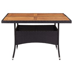 vidaXL Mesa de comedor de jardín ratán sintético madera acacia negra