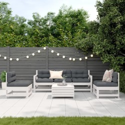 vidaXL Set muebles jardín 6 pzas con cojines madera maciza pino blanco