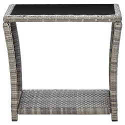 vidaXL Mesa de centro de ratán sintético y vidrio gris 45x45x40 cm
