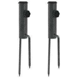vidaXL Soportes de sombrilla con púas 2 uds acero galvanizado 9x35 cm