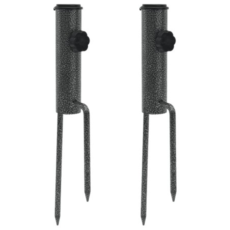 vidaXL Soportes de sombrilla con púas 2 uds acero galvanizado 9x35 cm