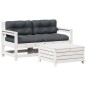 vidaXL Set de muebles de jardín 3 pzas con cojines madera pino blanco