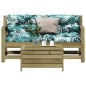 vidaXL Juego de sofás jardín 3 pzas y cojines madera pino impregnada vidaXL Juego de sofás jardín 3 pzas y cojines madera pino impregnada