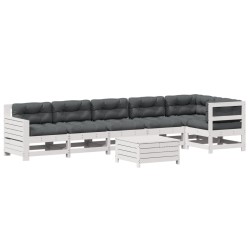 vidaXL Set muebles jardín 7 pzas con cojines madera maciza pino blanco