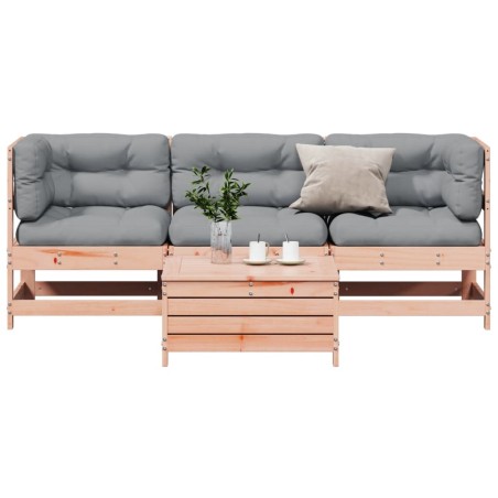 vidaXL Juego de muebles jardín 4 pzas y cojines madera abeto Douglas