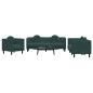 vidaXL Juego de sofás con cojines 3 piezas terciopelo verde oscuro vidaXL Juego de sofás con cojines 3 piezas terciopelo verde oscuro