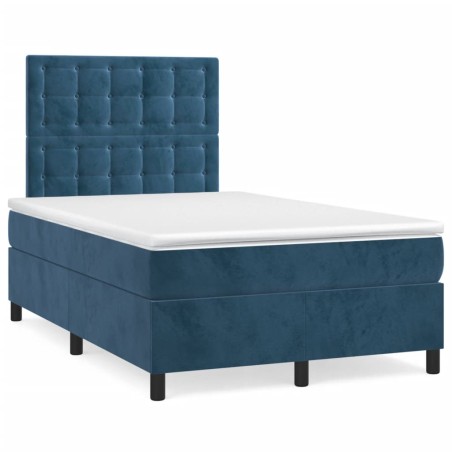 vidaXL Cama box spring con colchón terciopelo azul oscuro 120x190 cm