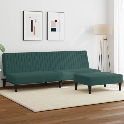vidaXL Juego de sofás 2 piezas terciopelo verde oscuro