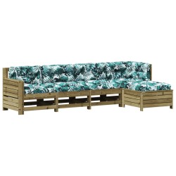 vidaXL Juego de muebles jardín 5 pzas y cojines madera pino impregnada