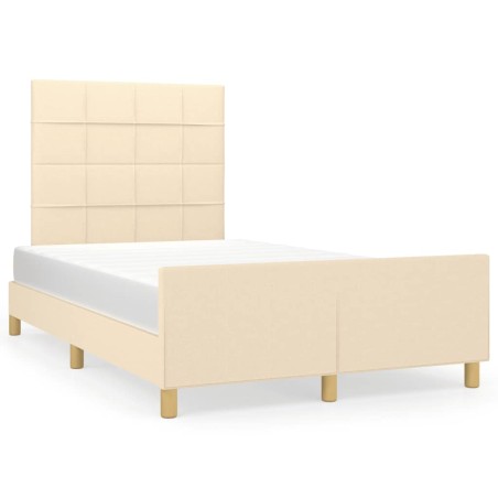 vidaXL Estructura de cama con cabecero tela crema 120x190 cm
