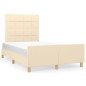 vidaXL Estructura de cama con cabecero tela crema 120x190 cm