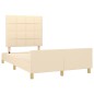 vidaXL Estructura de cama con cabecero tela crema 120x190 cm