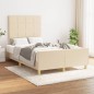 vidaXL Estructura de cama con cabecero tela crema 120x190 cm