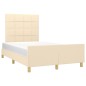 vidaXL Estructura de cama con cabecero tela crema 120x190 cm