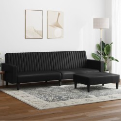 vidaXL Juego de sofás 2 piezas cuero sintético negro