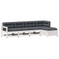 vidaXL Set muebles jardín 5 pzas con cojines madera maciza pino blanco vidaXL Set muebles jardín 5 pzas con cojines madera maciza pino blanco