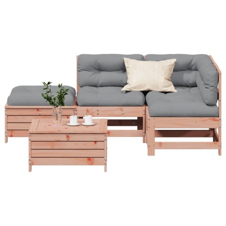 vidaXL Juego de muebles jardín 5 pzas y cojines madera abeto Douglas