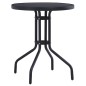 vidaXL Mesa de jardín acero y vidrio negro 80 cm vidaXL Mesa de jardín acero y vidrio negro 80 cm