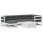 vidaXL Set muebles jardín 7 pzas con cojines madera maciza pino blanco vidaXL Set muebles jardín 7 pzas con cojines madera maciza pino blanco