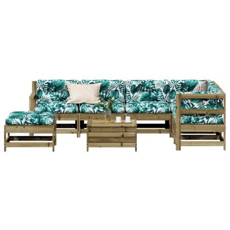 vidaXL Juego de muebles jardín 8 pzas y cojines madera pino impregnada