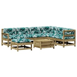 vidaXL Juego de muebles jardín 8 pzas y cojines madera pino impregnada