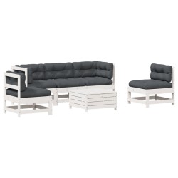 vidaXL Set muebles jardín 6 pzas con cojines madera maciza pino blanco