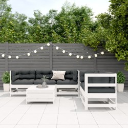 vidaXL Set muebles jardín 6 pzas con cojines madera maciza pino blanco