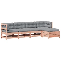 vidaXL Juego de muebles jardín 5 pzas y cojines madera abeto Douglas