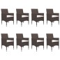 vidaXL Juego de comedor de jardín 9 piezas y cojines marrón vidaXL Juego de comedor de jardín 9 piezas y cojines marrón